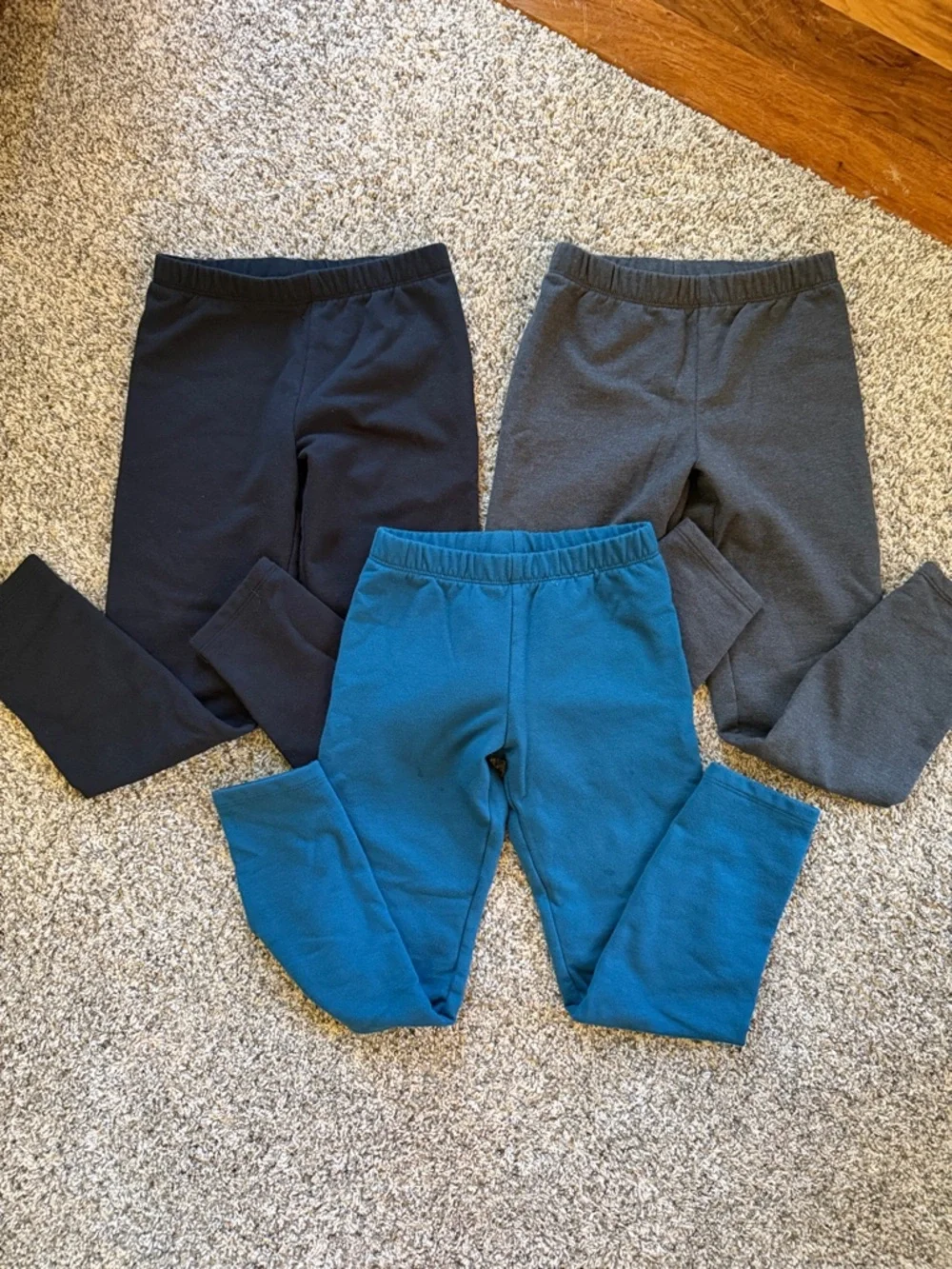 3 - Jumping Beans Cozy lined warm Leggings - black, Gray & Teal - size 7